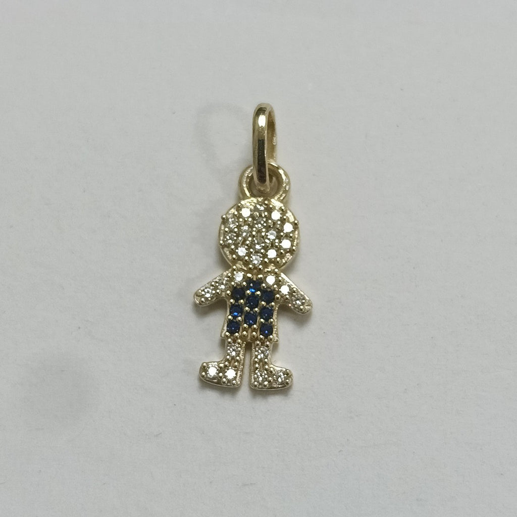 DIJE NIÑO CON CIRCONIAS Y PIEDRAS DE COLOR 10K 0.8 GR (NUEVO)
