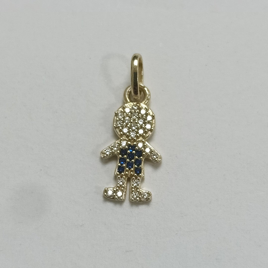 DIJE NIÑO CON CIRCONIAS Y PIEDRAS DE COLOR 10K 0.8 GR (NUEVO)