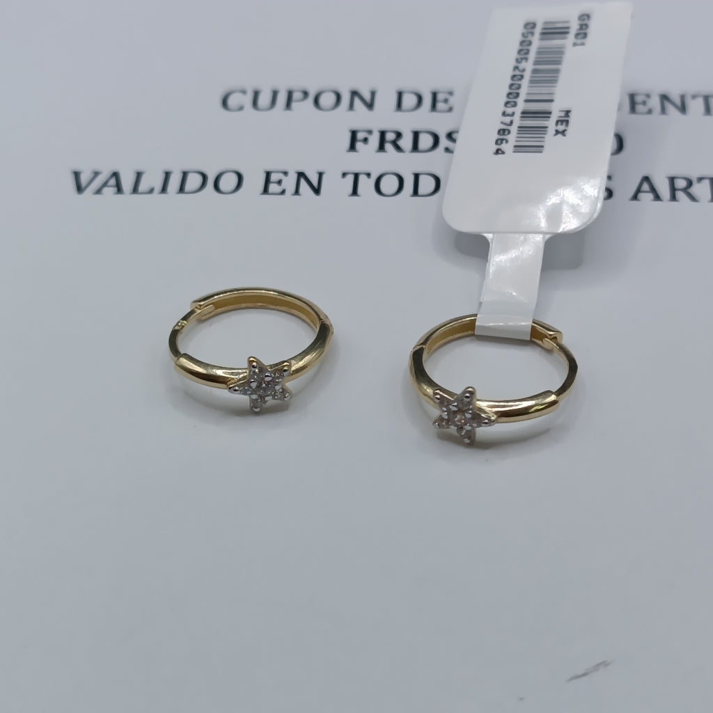 ARETES ARRACADAS FIG ESTRELLA CIRCONIAS 10K 1.6 GR (NUEVO)