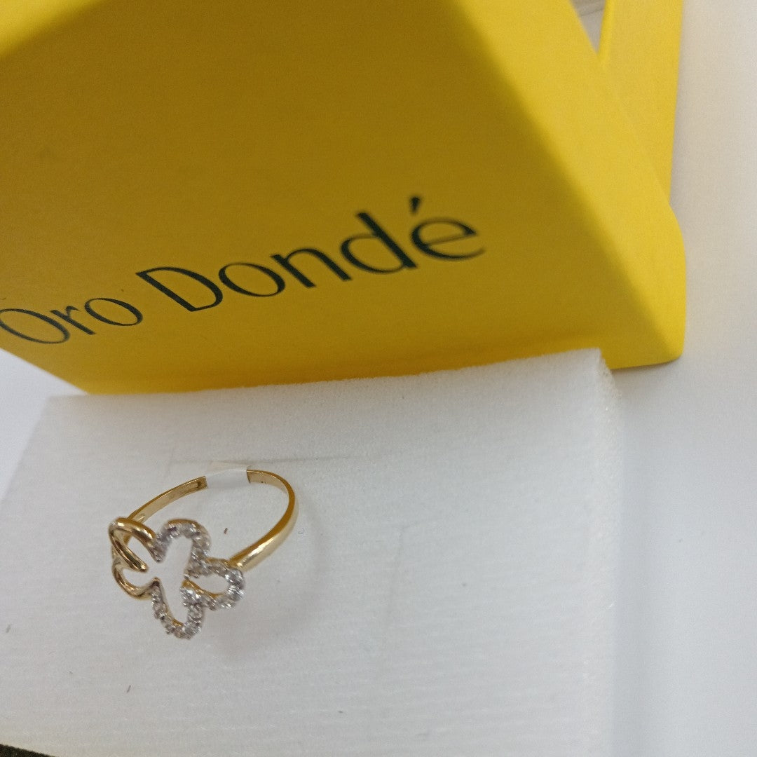 ANILLOS FIG FLOR C CIRCONIAS 14K TALLA 8 1.5 GR (NUEVO)