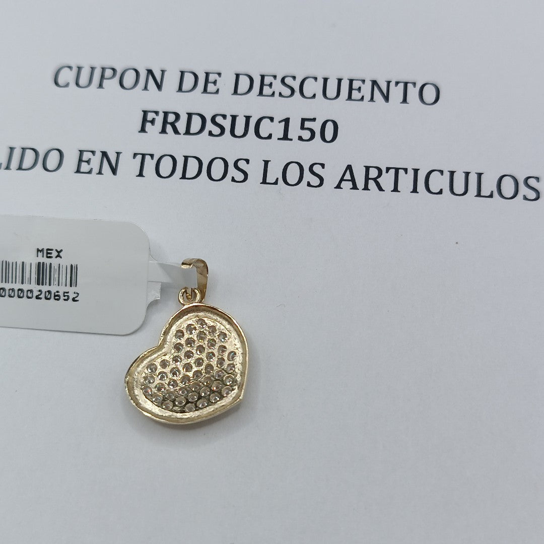 DIJE TEJIDO CORAZON CON CIRCONIAS 14K 1.7 GR (NUEVO)