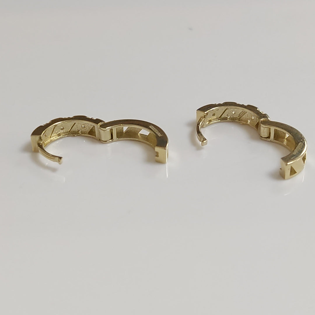 ARETES HUGGIES CON CIRCONIAS 14K 2.3 GR (NUEVO)