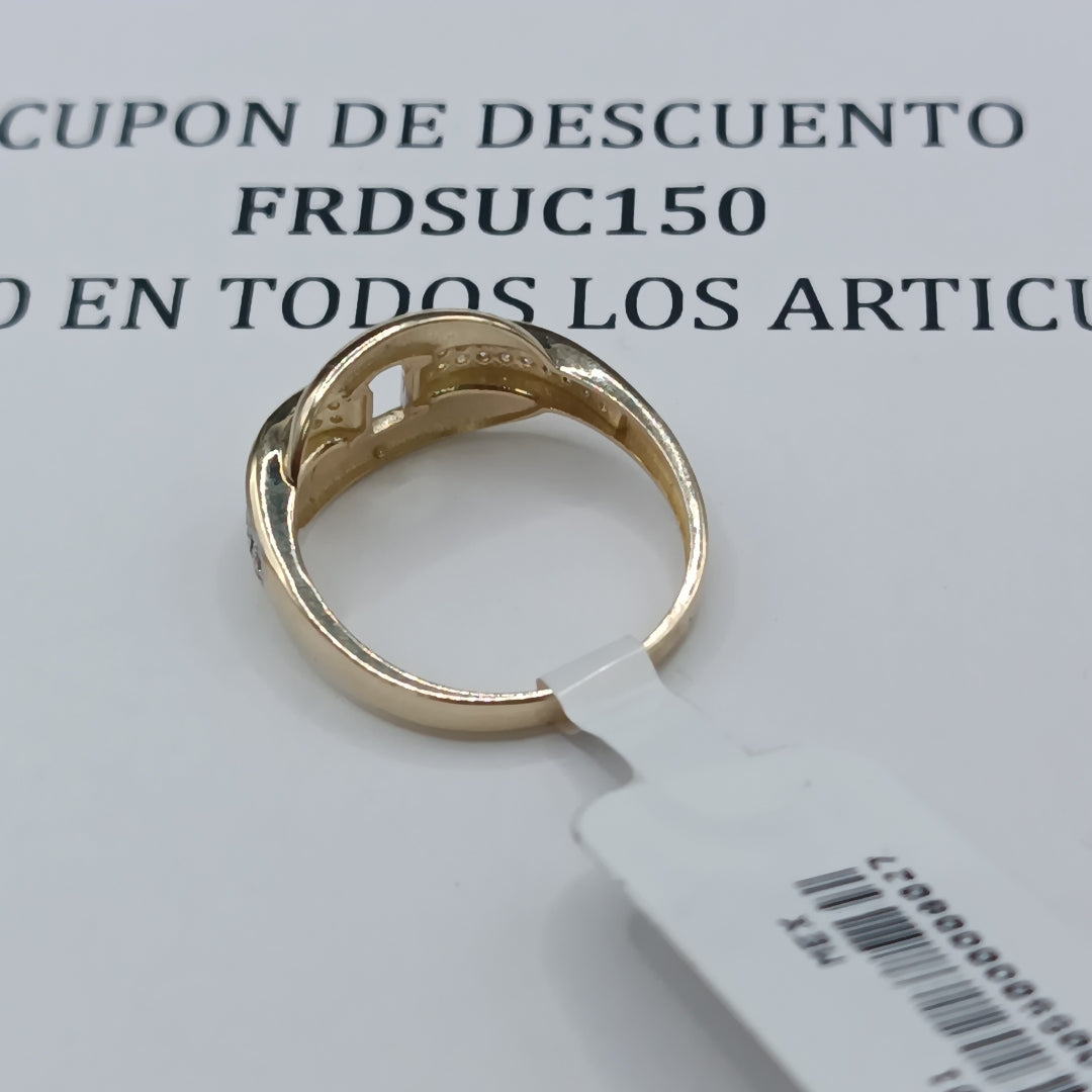 ANILLO ANILLITO C CIRCONIAS 10K 8 TALLA 2.4 GR (NUEVO)