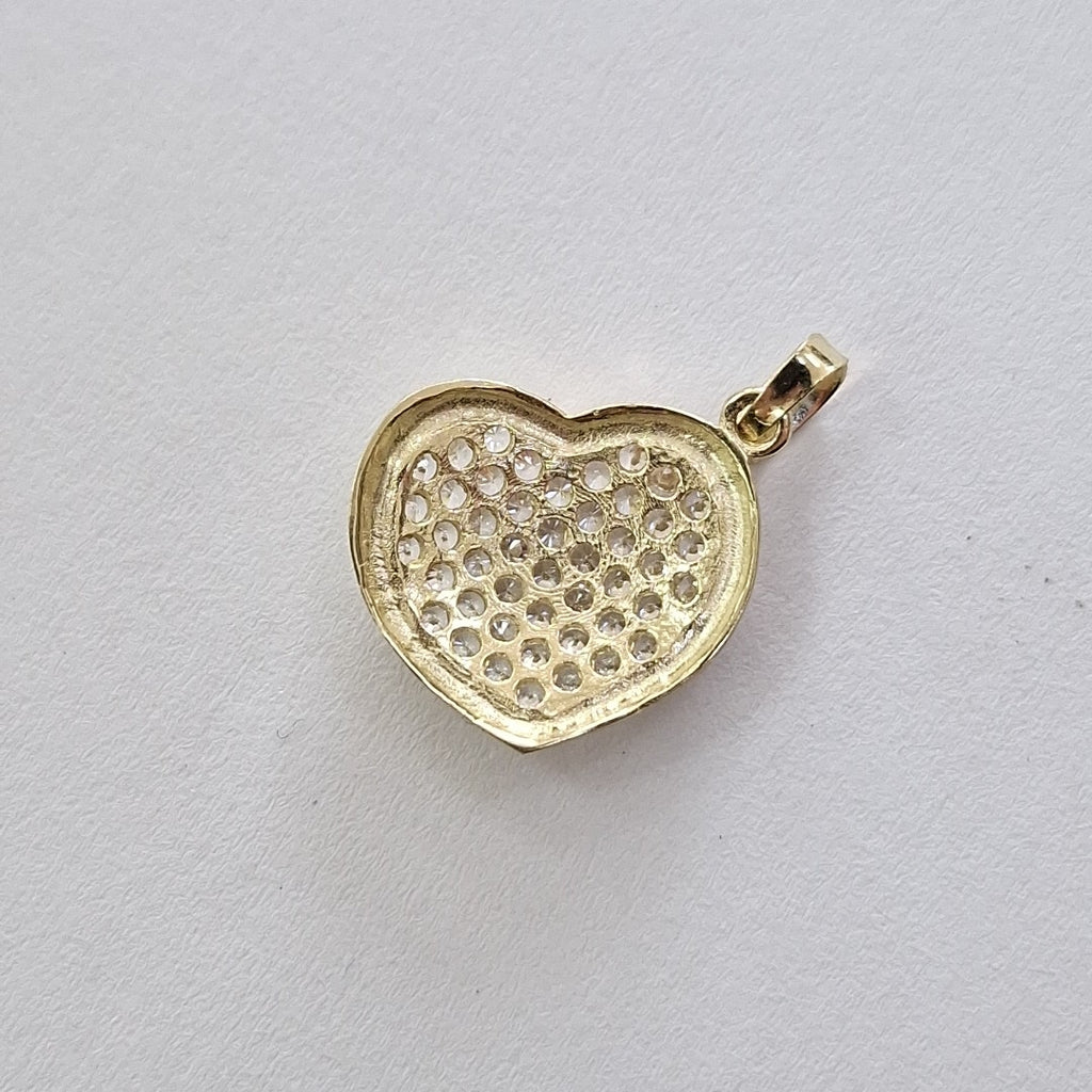 DIJE TEJIDO CORAZON CON CIRCONIAS 14K 1.8 GR (NUEVO)