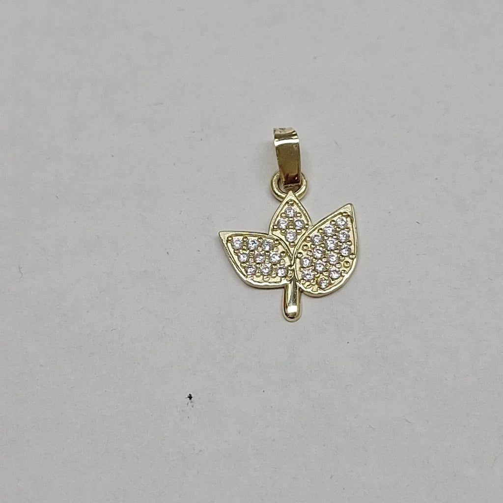 DIJE TEJIDO HOJAS CON CIRCONIAS 14K 0.9 GR (NUEVO)