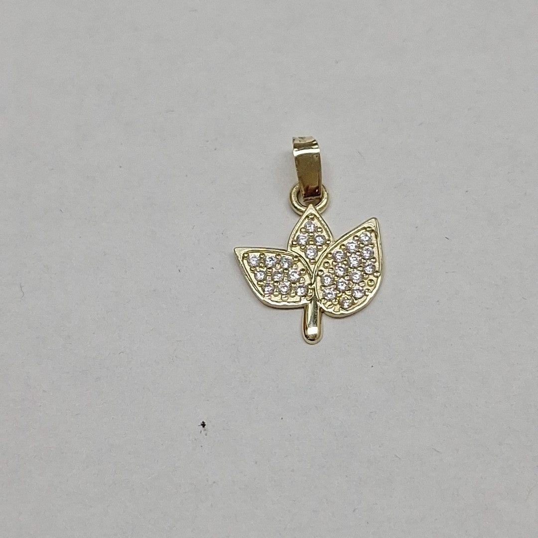 DIJE TEJIDO HOJAS CON CIRCONIAS 14K 0.9 GR (NUEVO)