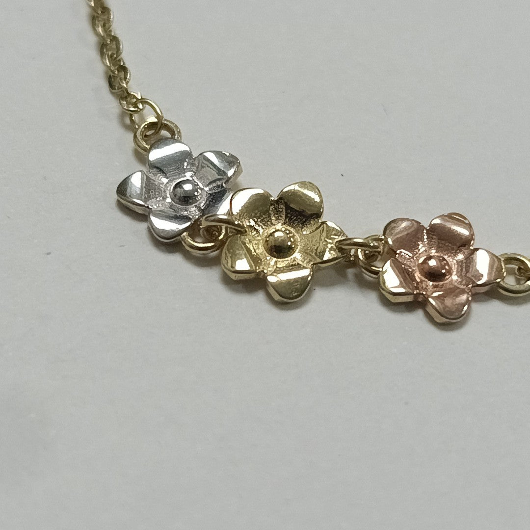 PULSERA TEJIDO ESPECIAL FIG FLORES 14K 18 CM 2 GR (NUEVO)
