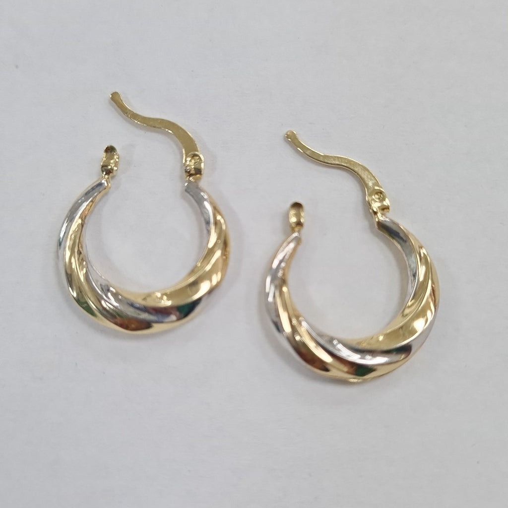 ARETES TEJIDO ARRACADA TRENZADA COMBINADA 14K 1.8 GR (NUEVO)