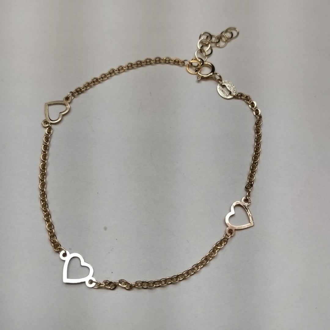 PULSERA ESPECIAL CON CORAZONES 10K 18 CM 1.2 GR (NUEVO)