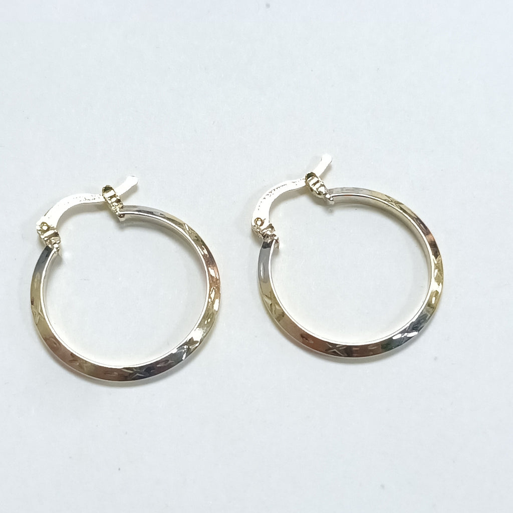 ARETES TEJIDO ARRACADAS BISELADAS COMBINADAS 14K 1.4 GR (NUEVO)