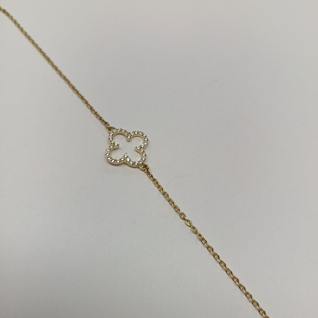 PULSERA TEJIDO ESPECIAL C CIRCONIAS 14K 18 CM 1.8 GR (NUEVO)