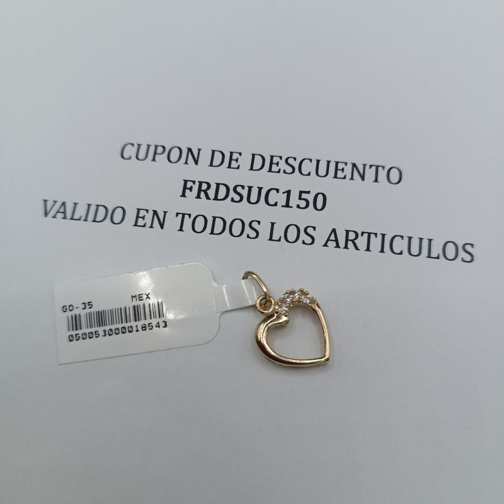 DIJE CORAZON CON CIRCONIAS 14K 1.4 GR (NUEVO)