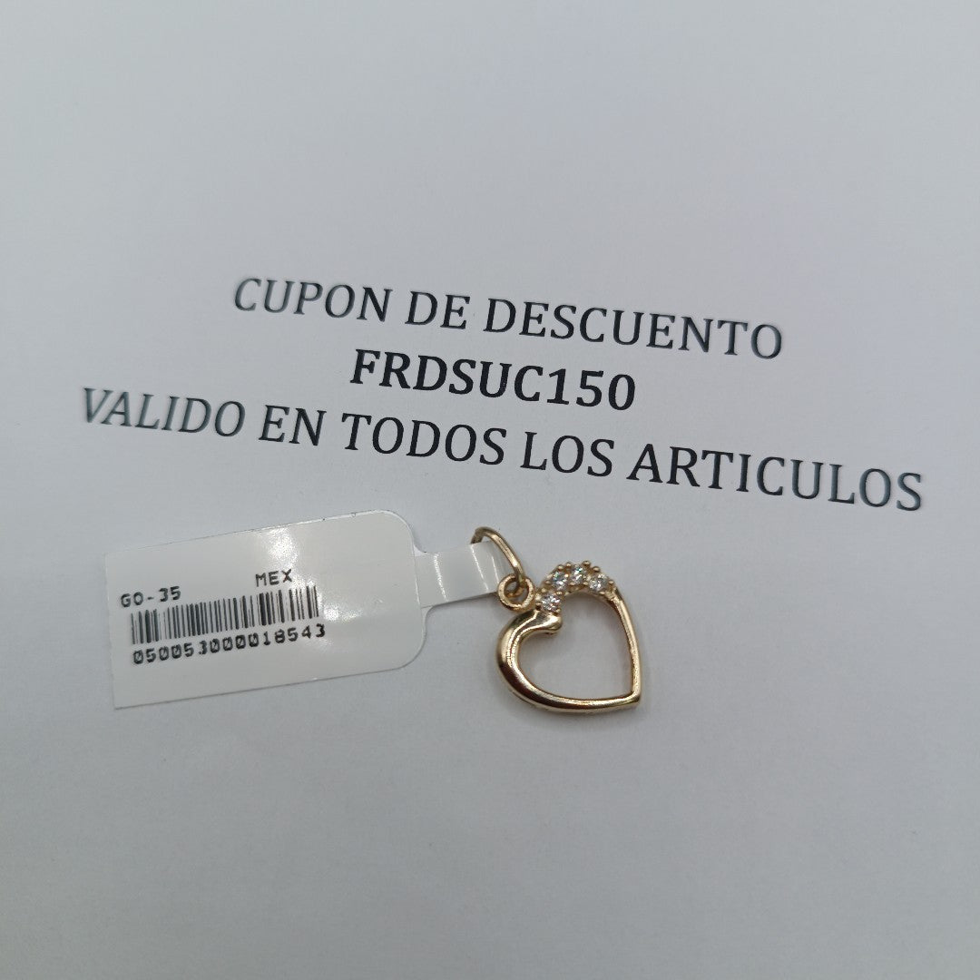 DIJE CORAZON CON CIRCONIAS 14K 1.4 GR (NUEVO)