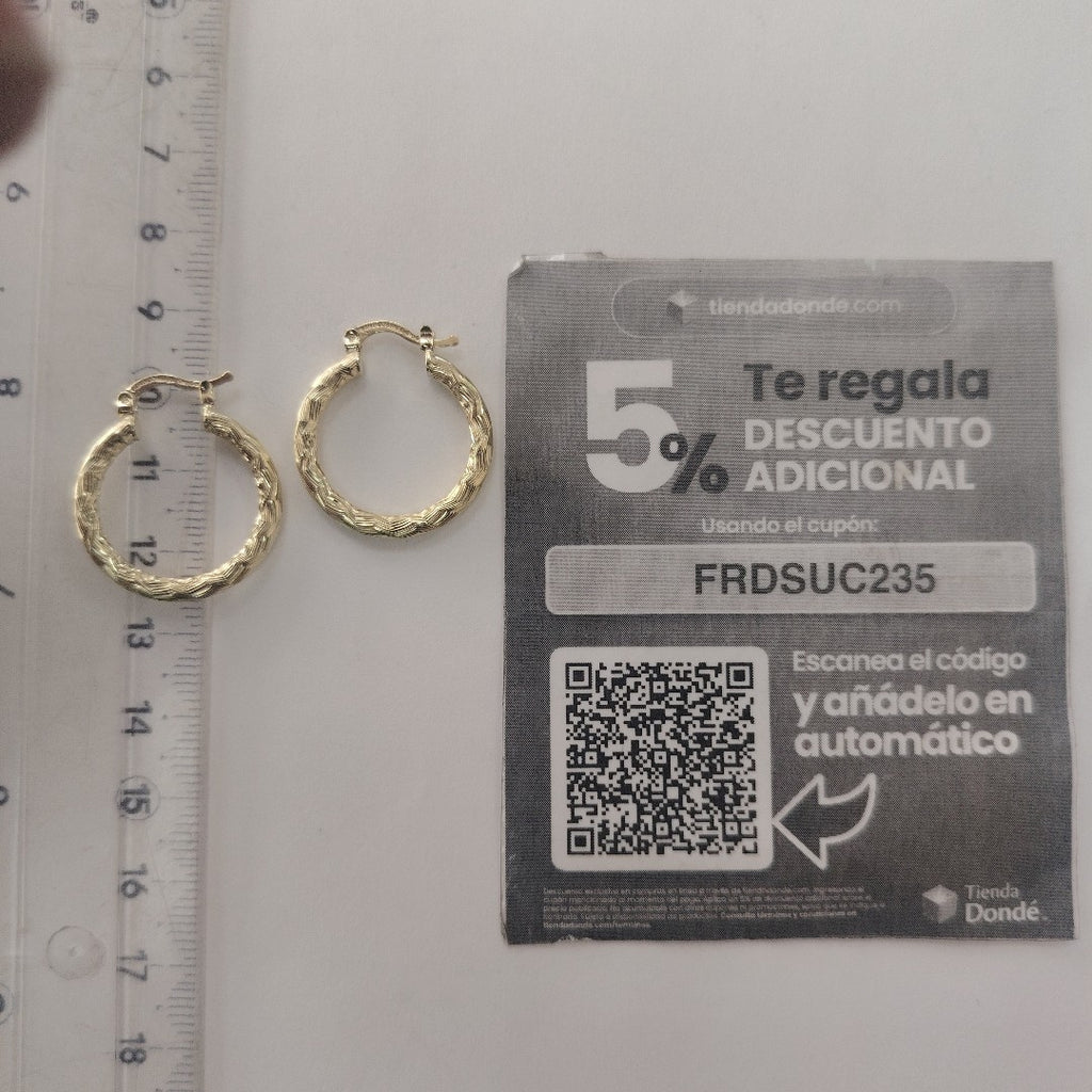 ARETES TEJIDO ARRACADA LABRADA 14K 2.4 GR (NUEVO)