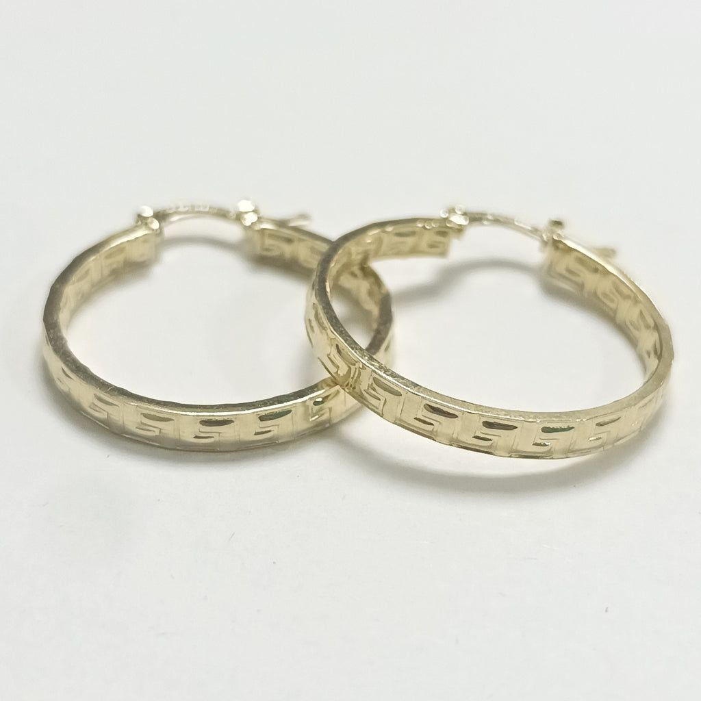 ARETES TEJIDO ARRACADA CON GRECAS 14K 2.7 GR (NUEVO)