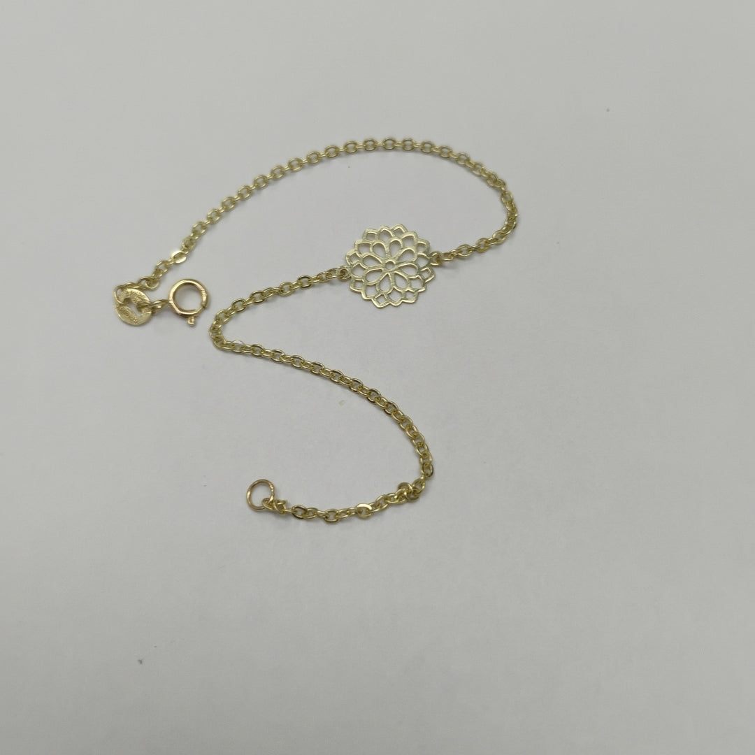 PULSERA TEJIDO ESPECIAL CON MANDALA 14K 18 CM 1.3 GR (NUEVO)