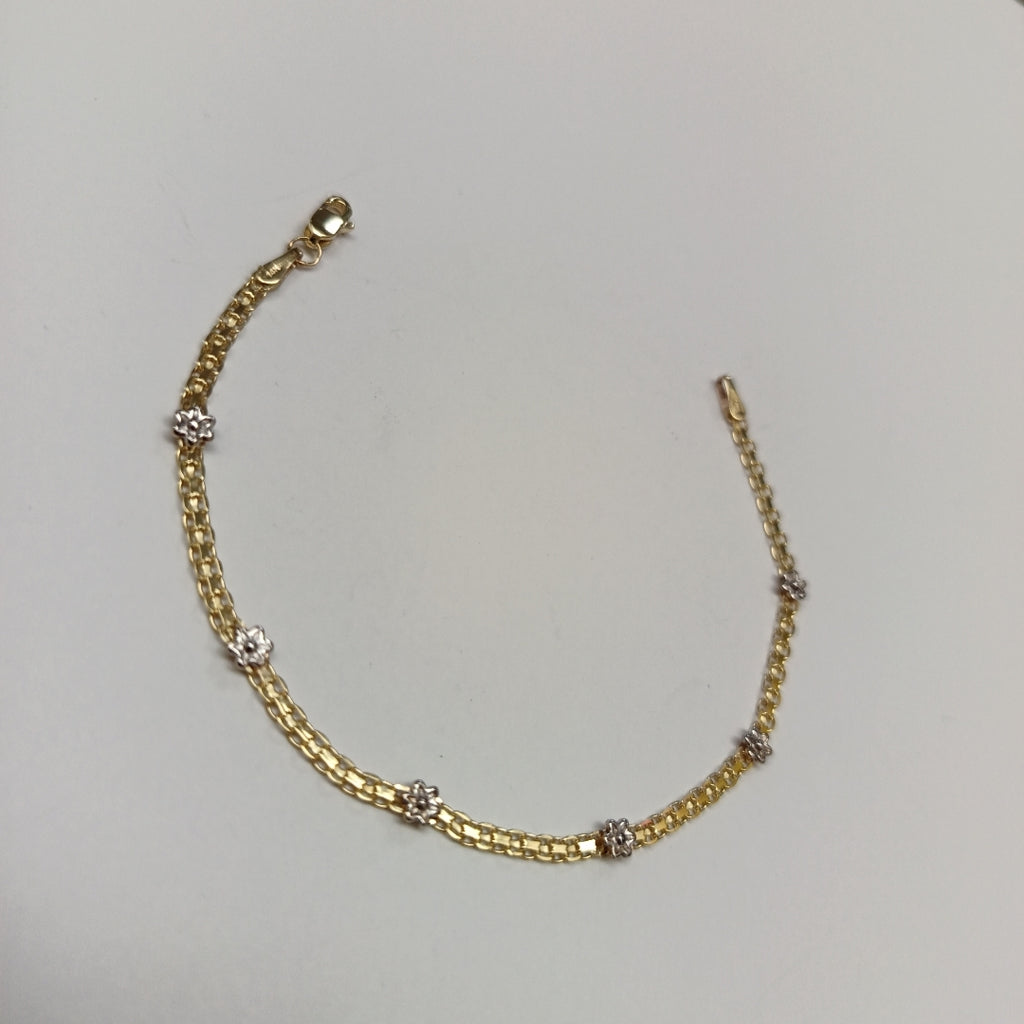 PULSERA ESPECIAL C FLORES 14K 18 CM 2.9 GR (NUEVO)