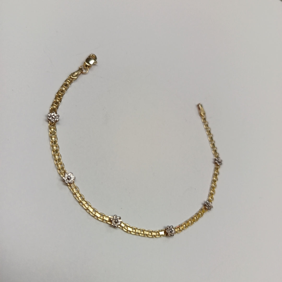 PULSERA ESPECIAL C FLORES 14K 18 CM 2.9 GR (NUEVO)