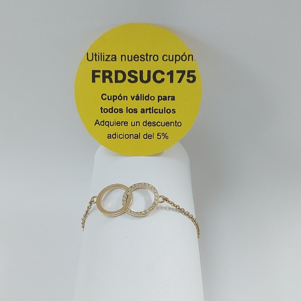 PULSERA TEJIDO ESPECIAL FIG AROS UNIDOS C CIRCS 14K 18 CM 2.1 GR (NUEVO)
