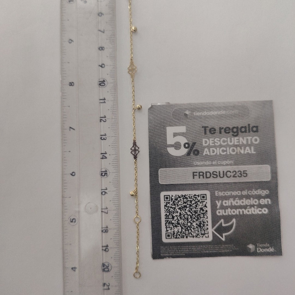 PULSERA ESPECIAL CON TREBOL 14K 18 CM 1.9 GR (NUEVO)