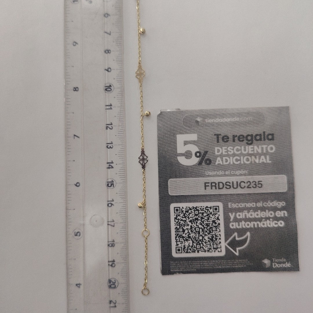 PULSERA ESPECIAL CON TREBOL 14K 18 CM 1.9 GR (NUEVO)
