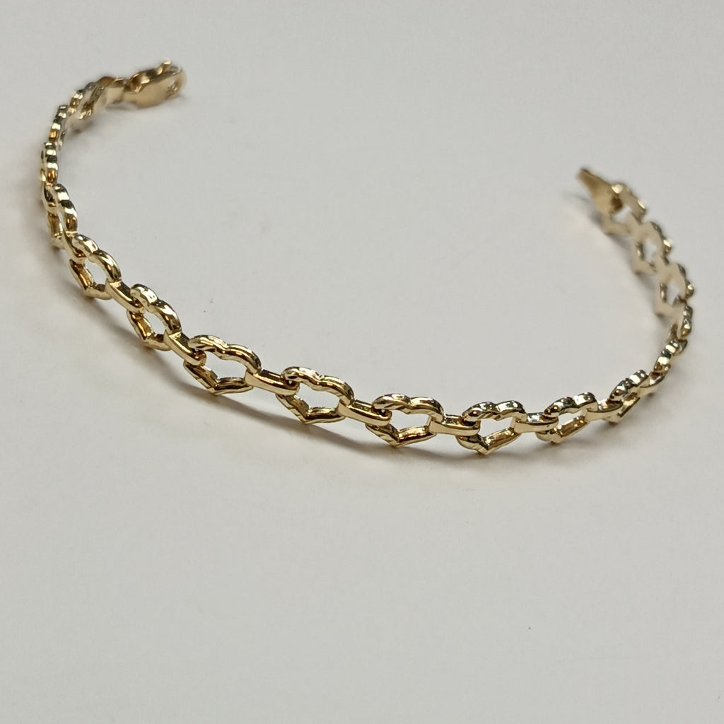 PULSERA ESPECIAL CON CORAZONES 14K 18 CM 4.1 GR (NUEVO)