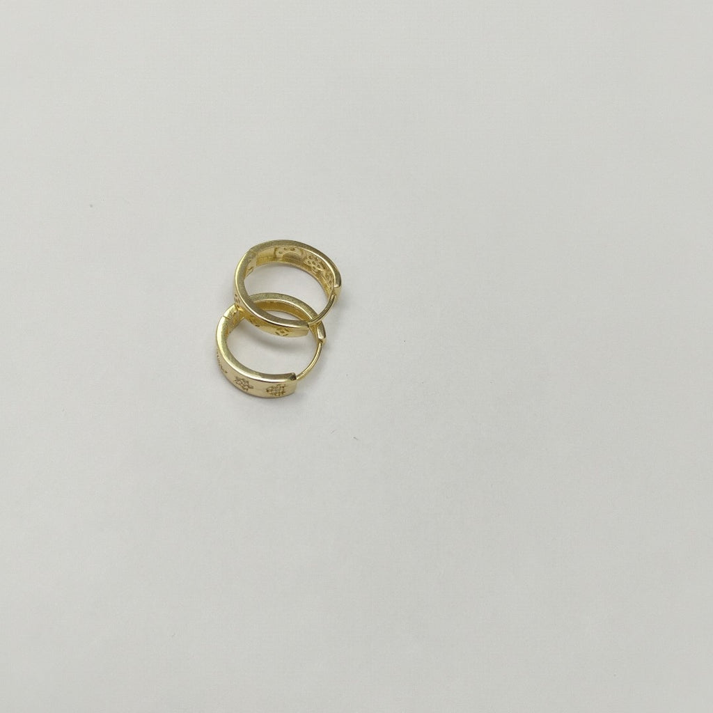 ARETES TEJIDO HUGGIES CON CIRCONIAS 14K 3 GR (NUEVO)