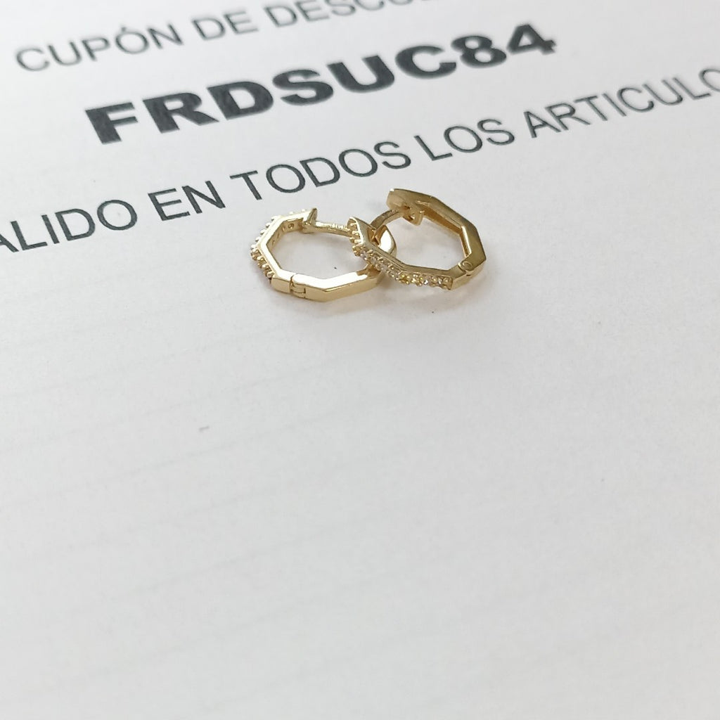 ARETES HUGIES C CIRCONIAS 14K 1.5 GR (NUEVO)