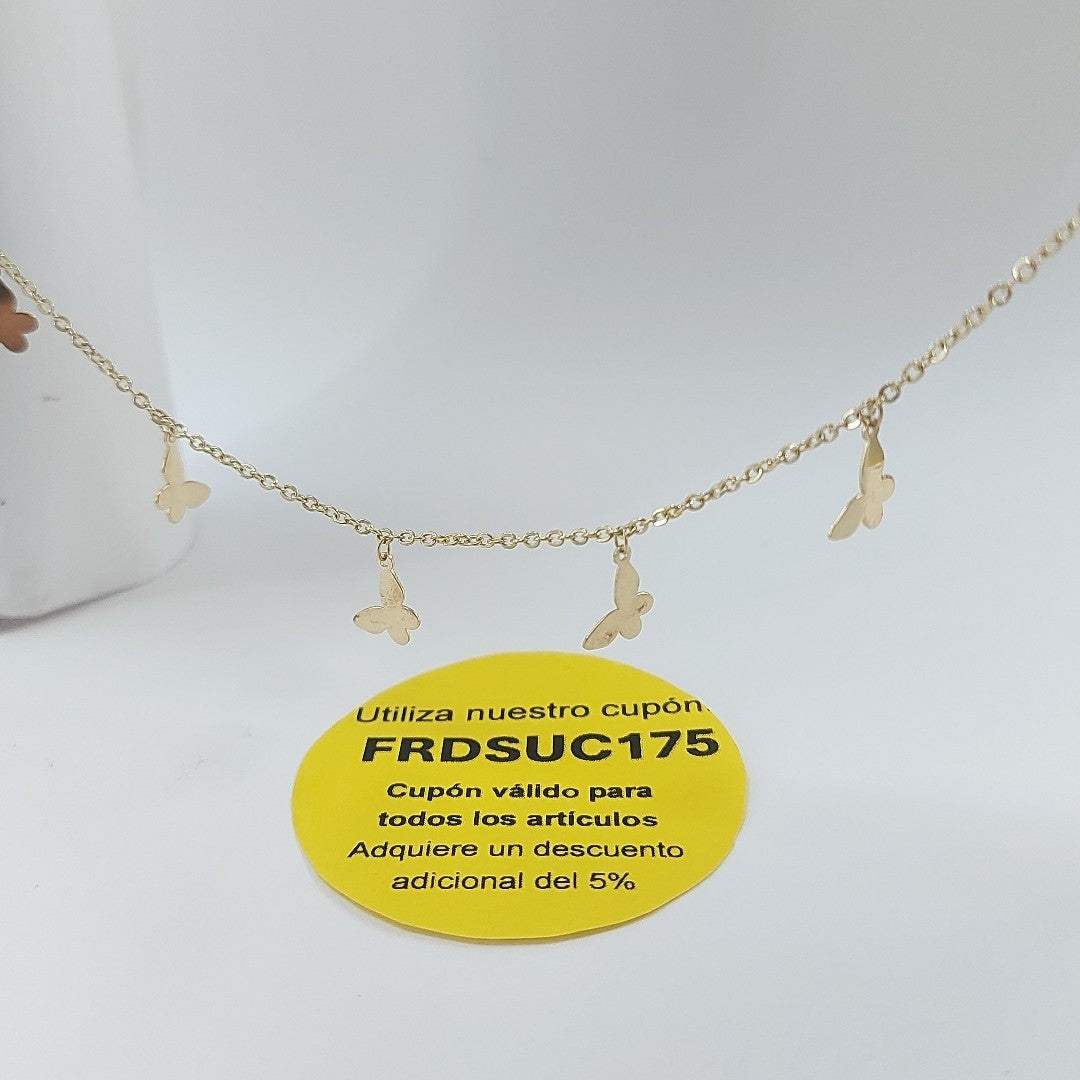 PULSERA ESPECIAL CON MARIPOSAS 14K 18 CM 2.1 GR (NUEVO)