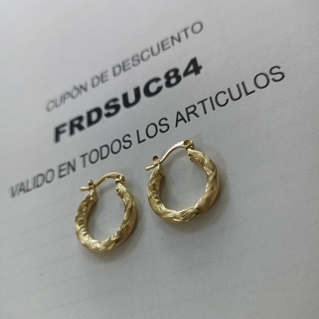 ARETES TEJIDO ARRACADAS ASTRIADAS 14K 2 GR (NUEVO)