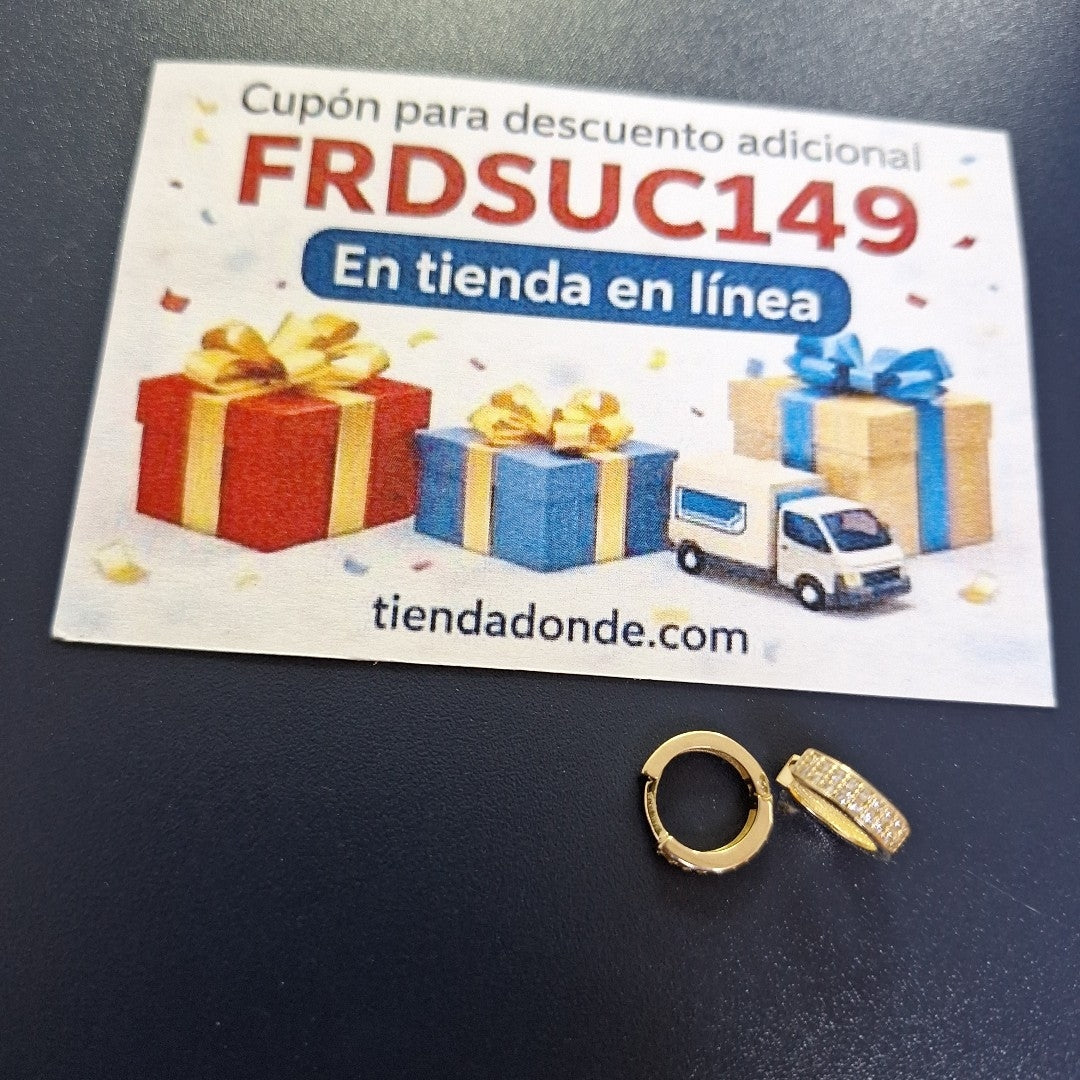 ARETES HUGGIES C CIRCONIAS 14K 2.2 GR (NUEVO)
