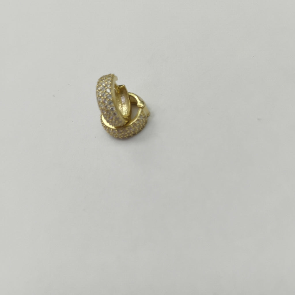 ARETES HUGGIE CON CIRCONIAS 14K 2.1 GR (NUEVO)