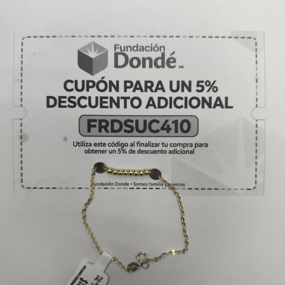 PULSERA TEJIDO ESPECIAL CON BOLITAS 14K 18 CM 1.8 GR (NUEVO)
