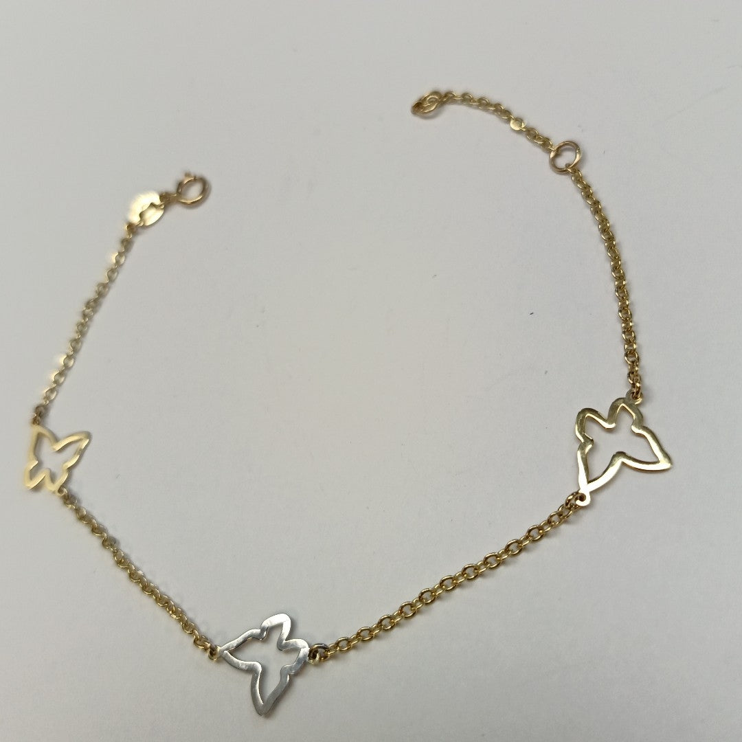 PULSERA ESPECIAL C MARIPOSAS 14K 18 CM 1.7 GR (NUEVO)