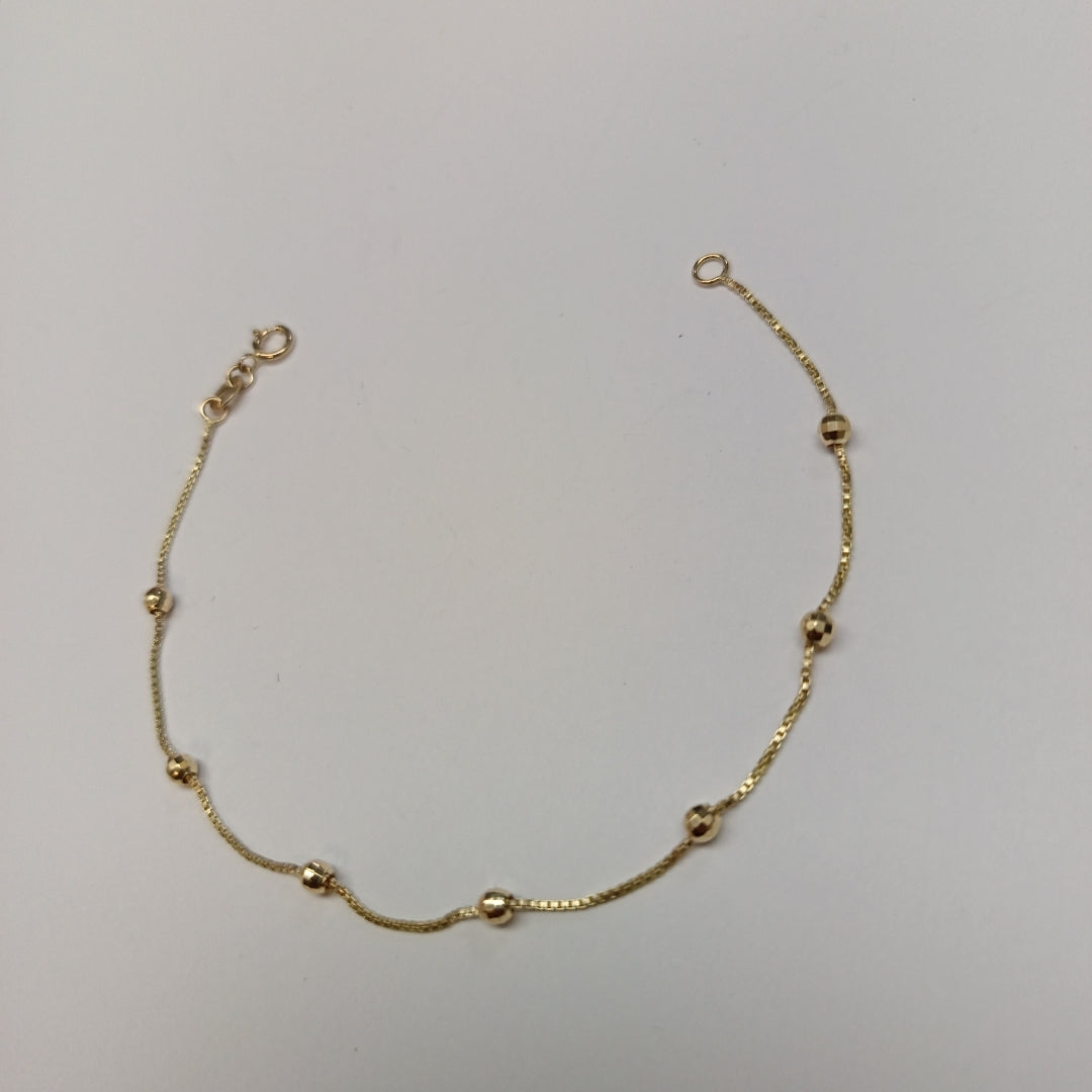 PULSERA ESPECIAL CON BOLITAS 14K 18 CM 1.4 GR (NUEVO)