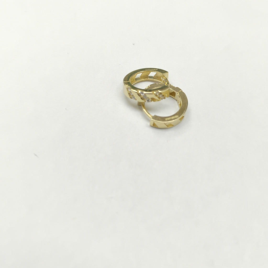 ARETES HUGGIES CON CIRCONIAS 14K 2.2 GR (NUEVO)