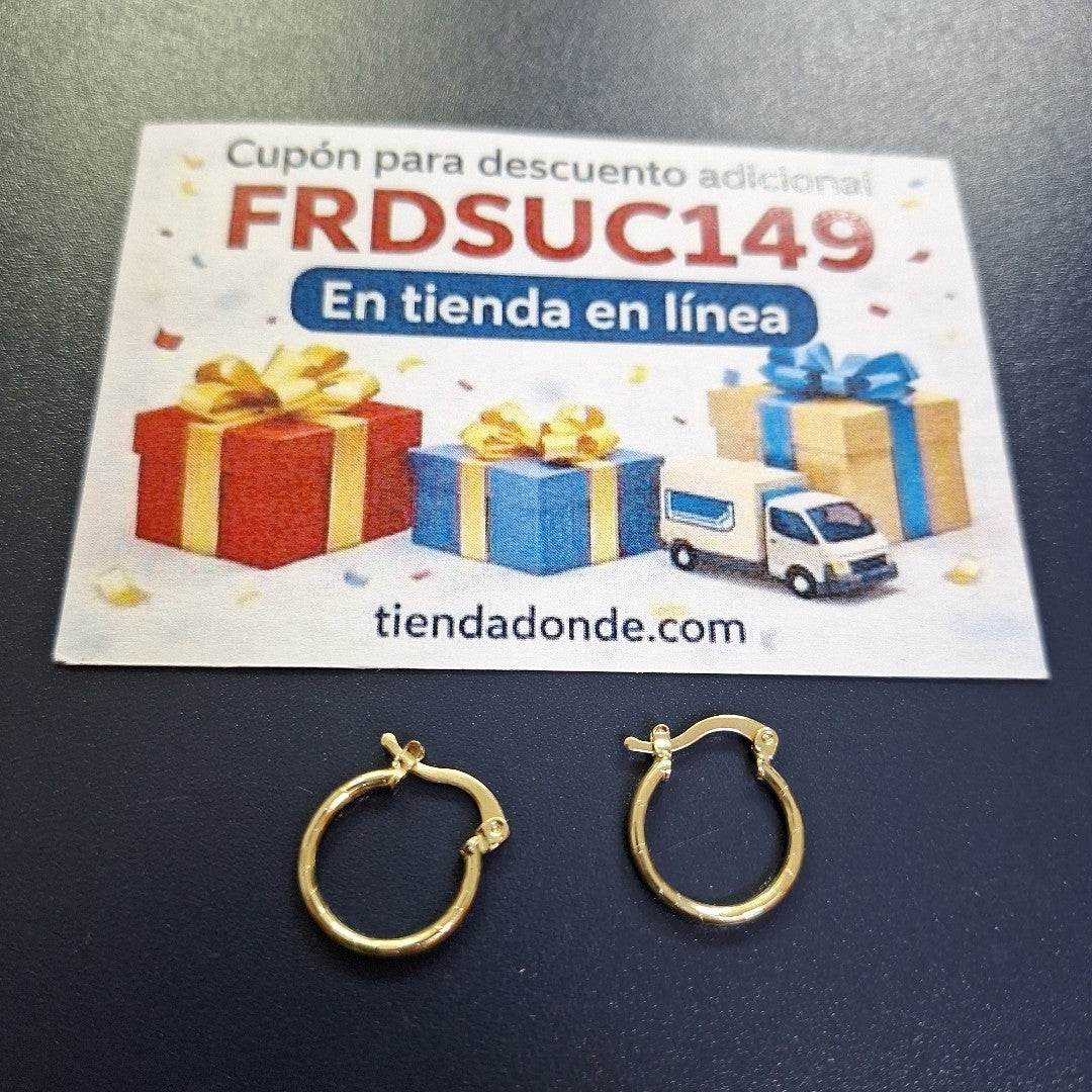 ARETES ARRACADAS ESTRIADAS 14K 1.4 GR (NUEVO)