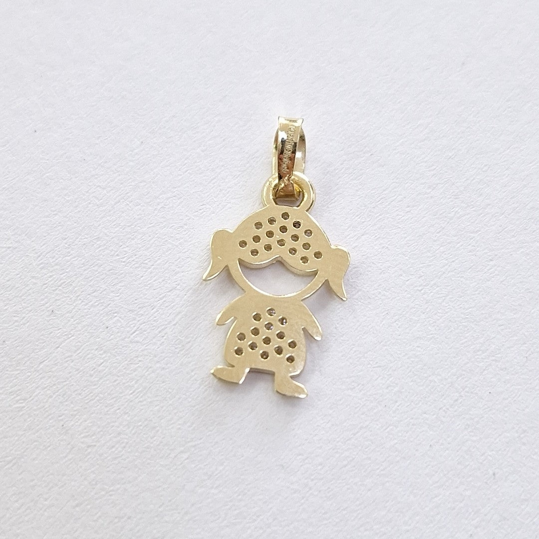 DIJE TEJIDO NIÑA CON CIRCONIAS 14K 0.8 GR (NUEVO)