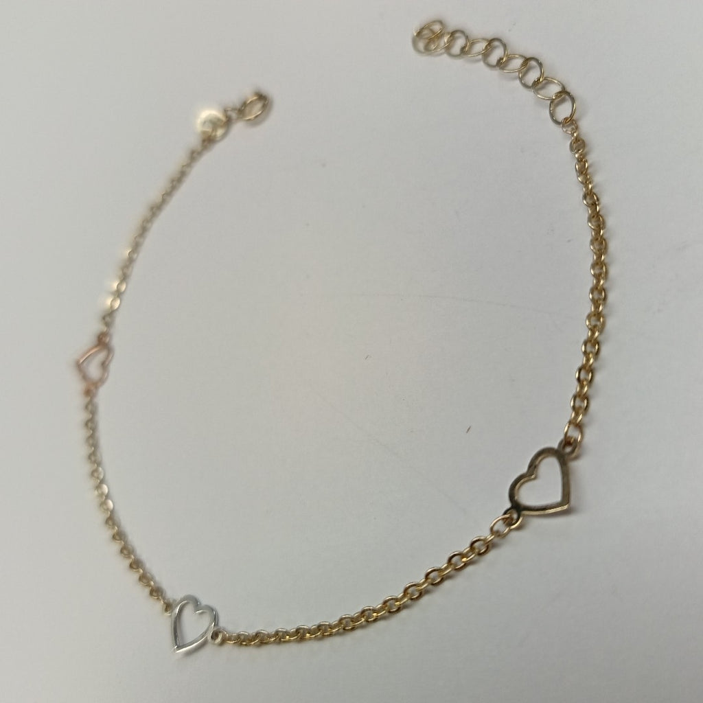 PULSERA ESPECIAL CON CORAZONES 10K 18 CM 1.2 GR (NUEVO)