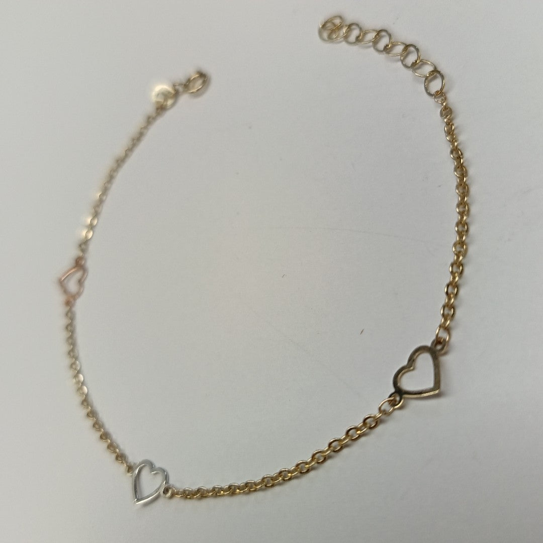 PULSERA ESPECIAL CON CORAZONES 10K 18 CM 1.2 GR (NUEVO)