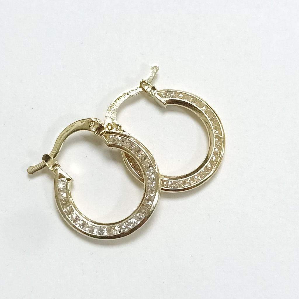 ARETES ARRACADAS CON CIRCONIAS 14K 2.3 GR (NUEVO)