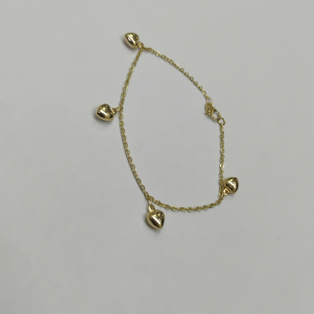 PULSERA ESP CON FIG CORAZONES 14K 18 CM 1.8 GR (NUEVO)