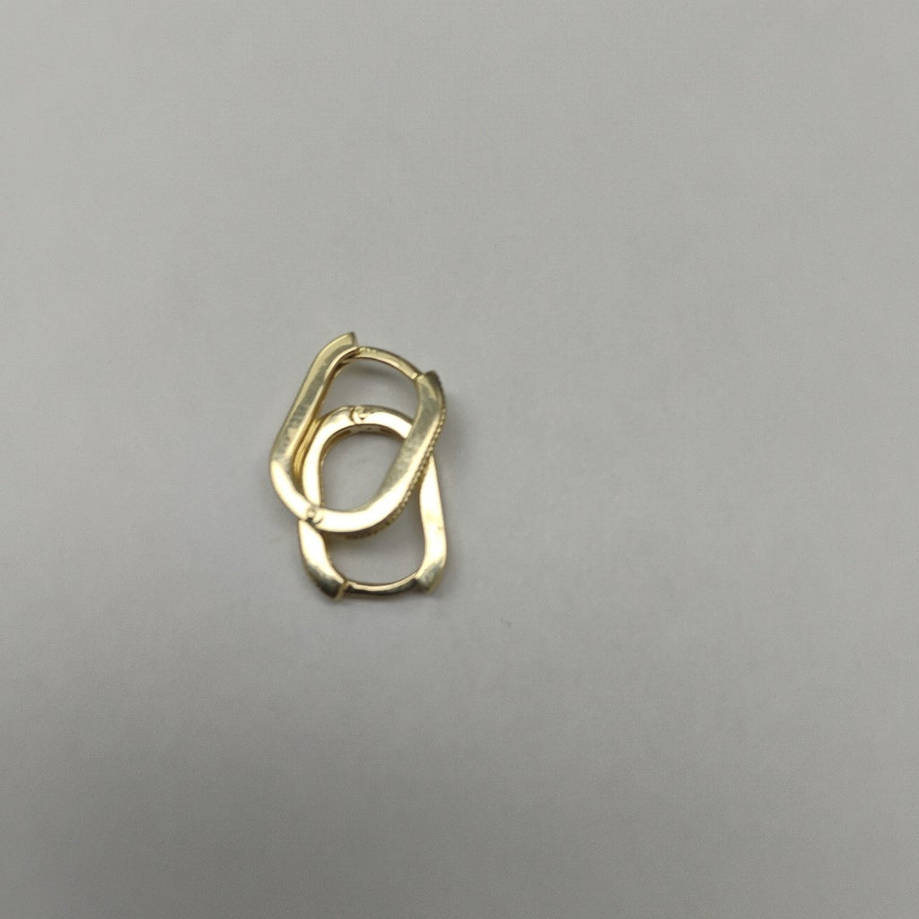 ARETES HUGGIES OVALADA C CIRCONIAS 14K 2.5 GR (NUEVO)
