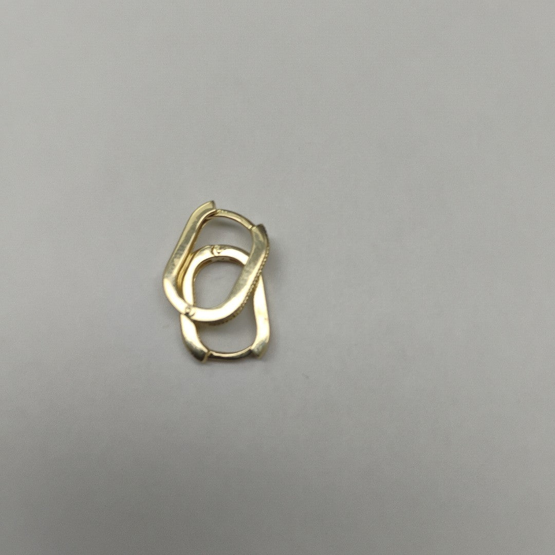 ARETES HUGGIES OVALADA C CIRCONIAS 14K 2.5 GR (NUEVO)