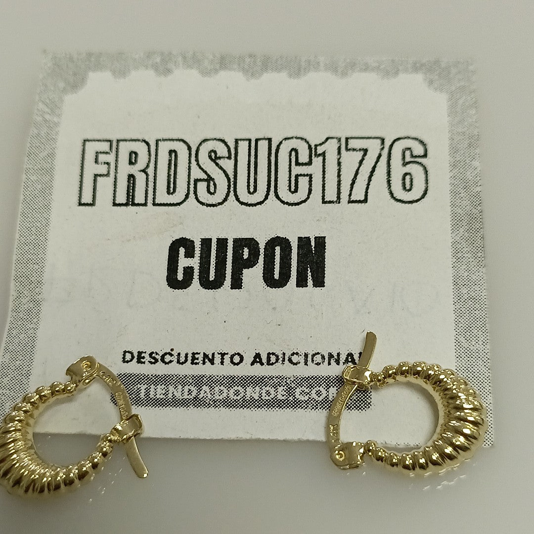 ARETES ARRACADA ESTRIADAS 14K 1.1 GR (NUEVO)