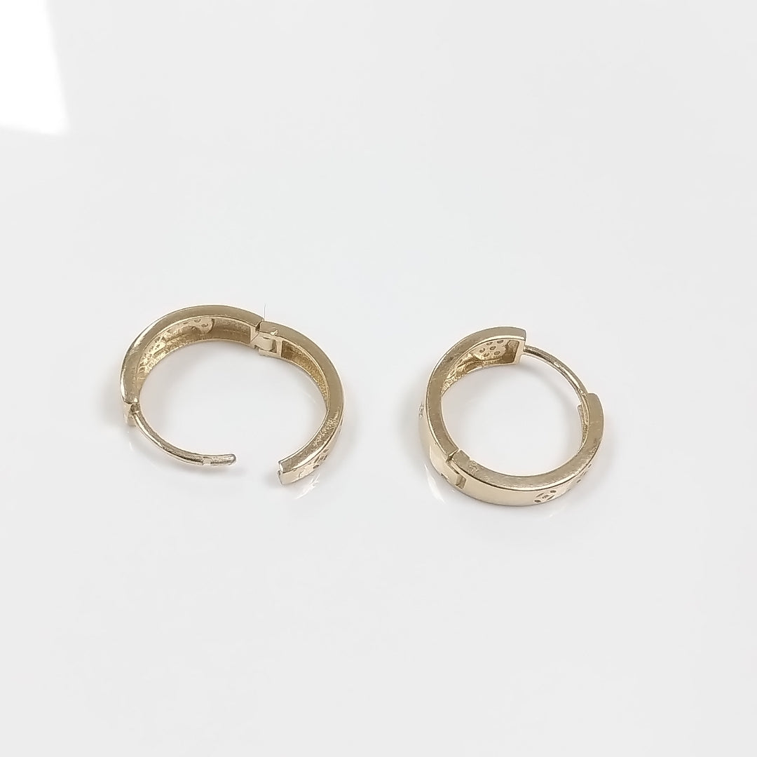 ARETES TEJIDO HUGGIES CON CIRCONIAS 14K 3 GR (NUEVO)