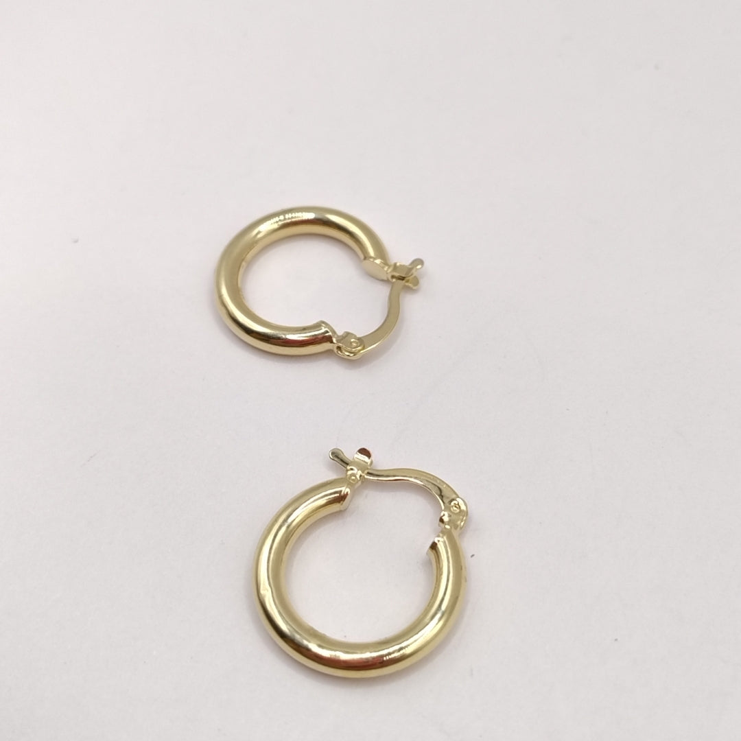 ARETES TEJIDO ARRACADAS LISAS 14K 1.6 GR (NUEVO)