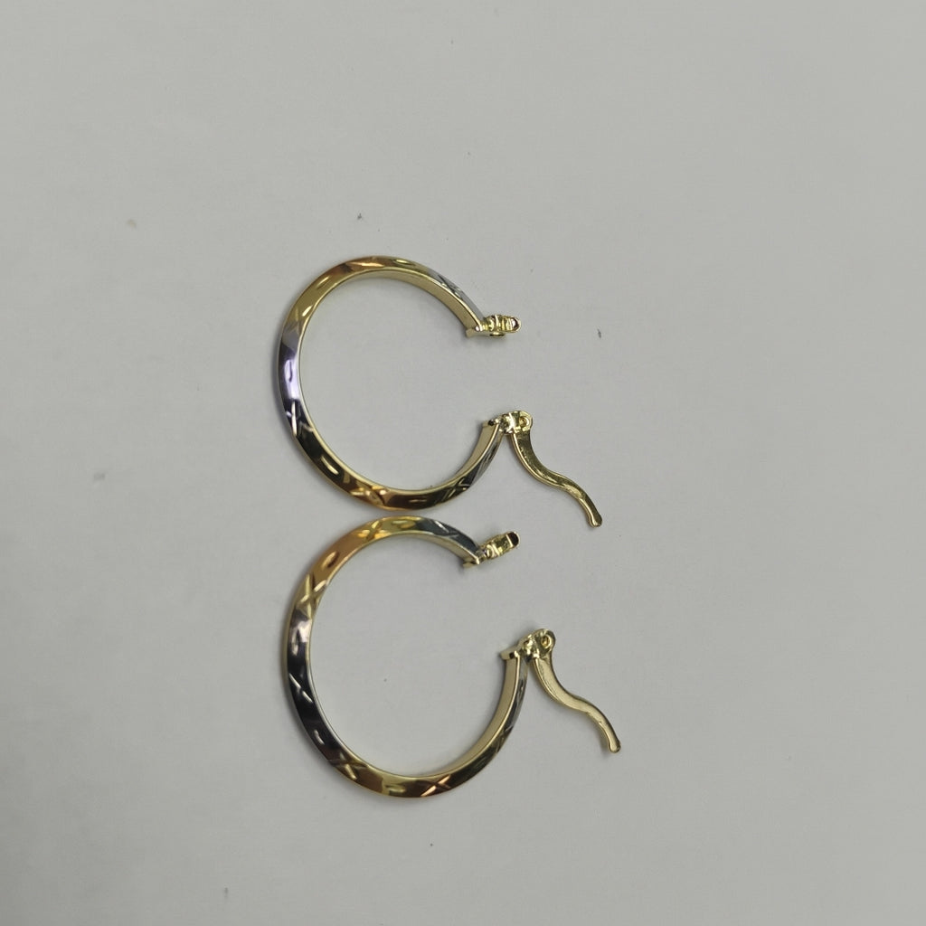 ARETES TEJIDO ARRACADAS BISELADAS COMBINADAS 14K 1.4 GR (NUEVO)