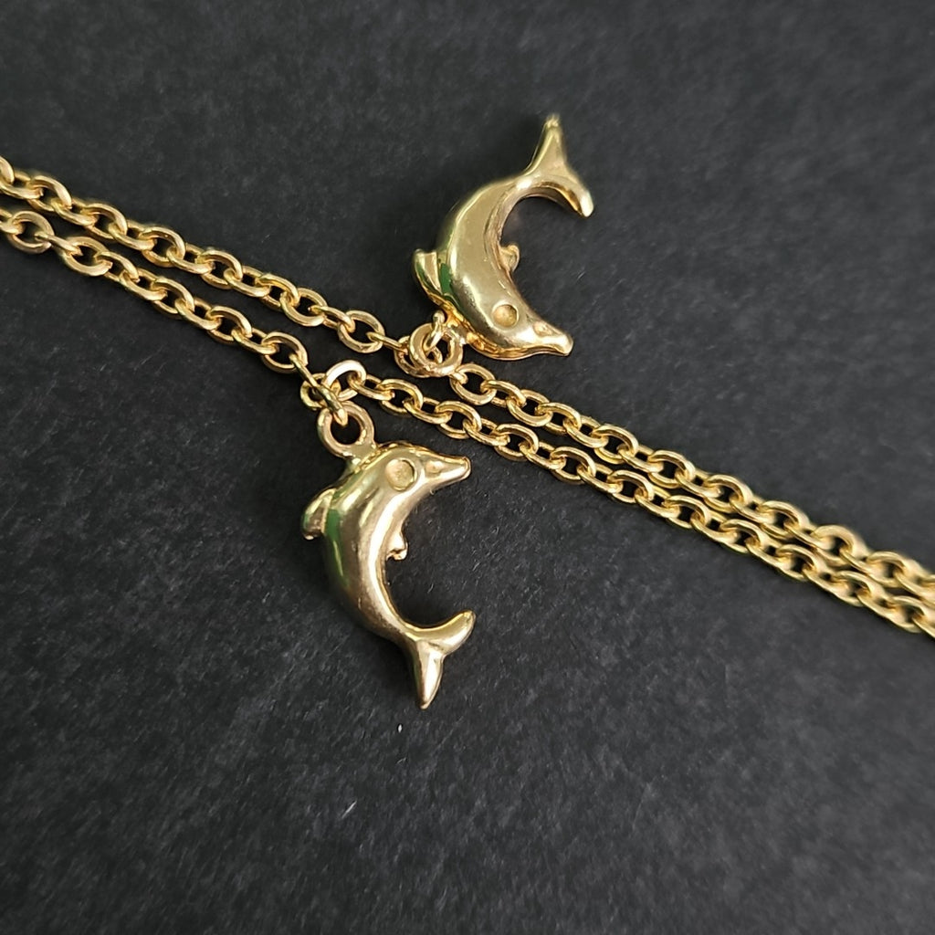 PULSERA ESPECIAL CON DIJES DELFINES 10K 18 CM 1.9 GR (NUEVO)