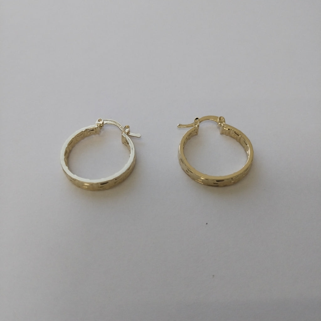 ARETES TEJIDO ARRACADAS TIPO GRECAS 14K 2.2 GR (NUEVO)